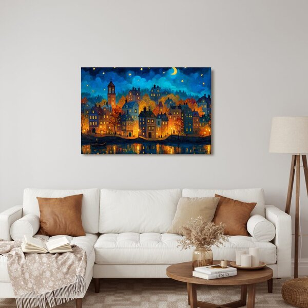 Quadro su tela – Paesaggio notturno incantato