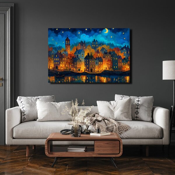 Quadro su tela – Paesaggio notturno incantato