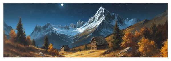 Quadro su tela – Fiaba invernale chalet di montagna