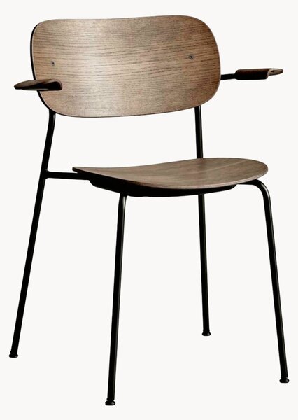 Sedia da pranzo in metallo e legno con braccioli Co