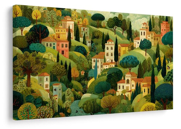 Quadro su tela – Paesaggio pittoresco con case
