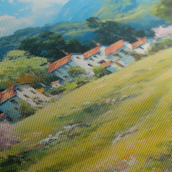 Quadro su tela – Vista su villaggio di montagna