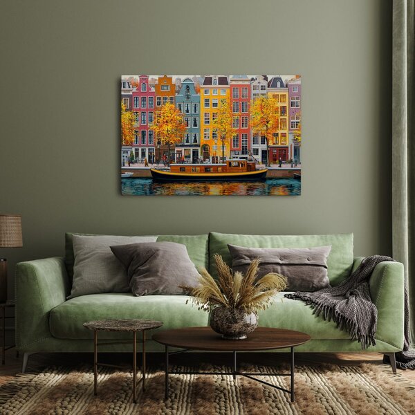 Quadro su tela – Canali autunnali di Amsterdam