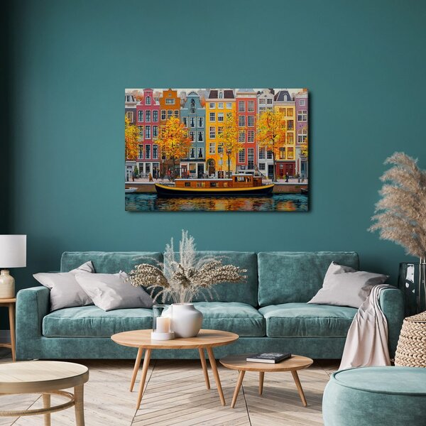 Quadro su tela – Canali autunnali di Amsterdam