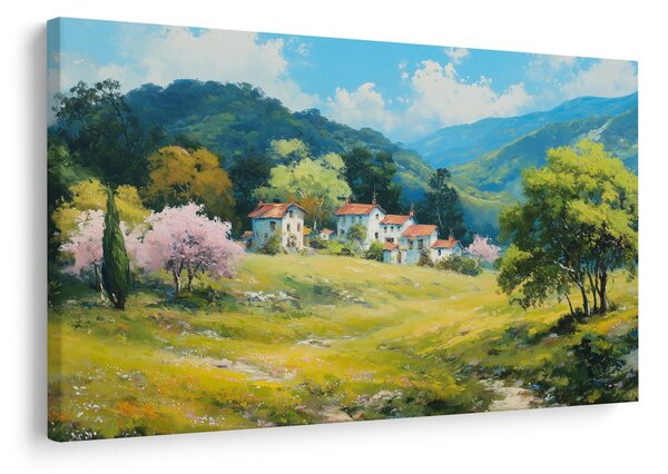 Quadro su tela – Paesaggio primaverile con villaggio