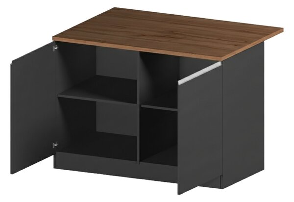 Isola cucina con ante e cassetti 125x90x90h cm antracite e rovere - Analiza