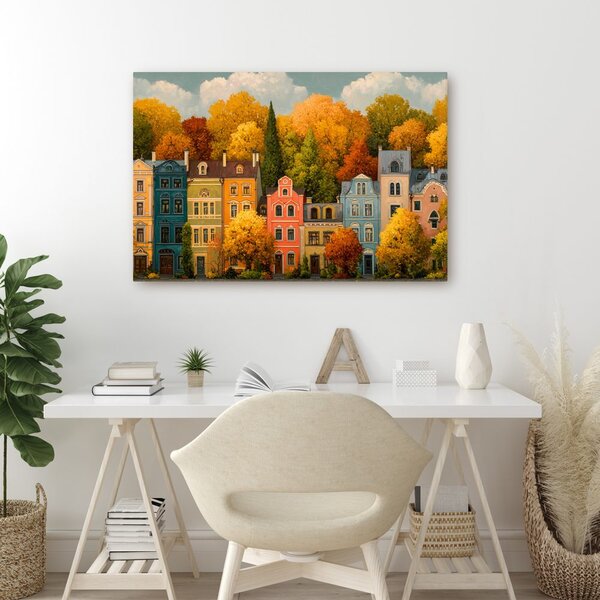 Quadro su tela – Strada autunnale dai colori vivaci