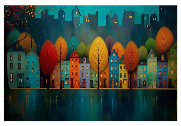 Quadro su tela – Magia autunnale nelle strade