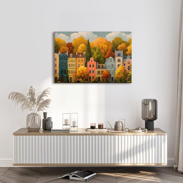 Quadro su tela – Strada autunnale dai colori vivaci