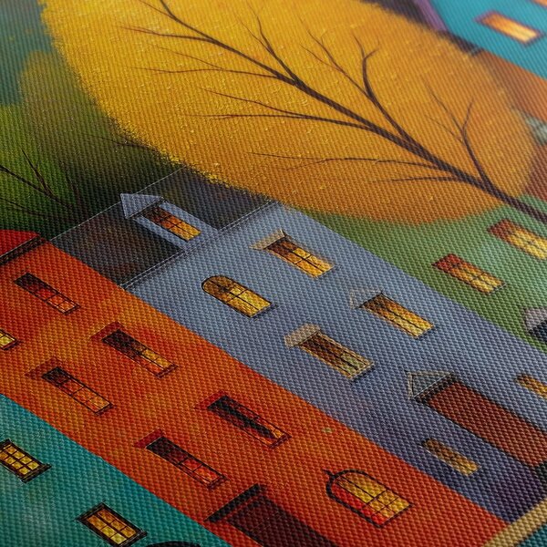 Quadro su tela – Case colorate e alberi