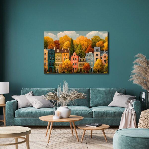 Quadro su tela – Strada autunnale dai colori vivaci