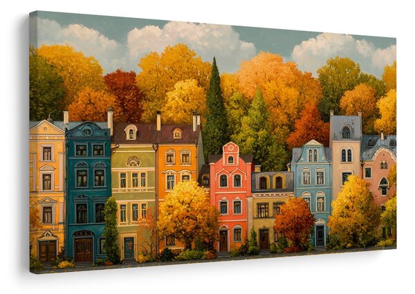 Quadro su tela – Strada autunnale dai colori vivaci