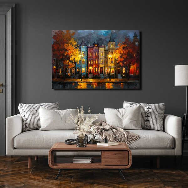 Quadro su tela – Strada autunnale con case