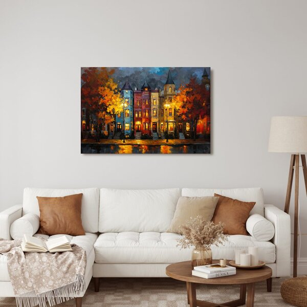 Quadro su tela – Strada autunnale con case