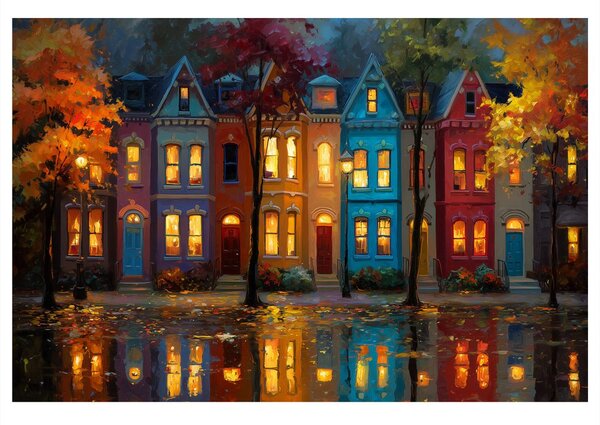 Quadro su tela – Sera autunnale in città