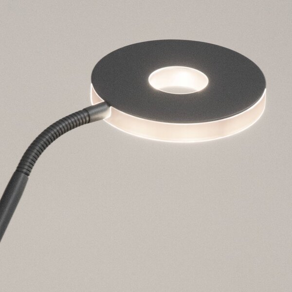FISCHER & HONSEL Lampada da terra con luce lettura Dent, dimmerabile, Alluminio / Grigio / Zincato, Soggiorno / Sala da pranzo, Metallo, Moderno, Lampada LED da terra