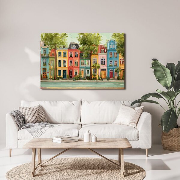 Quadro su tela – Case colorate con viale