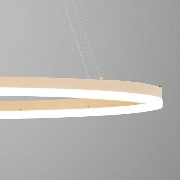 FISCHER & HONSEL Lampada LED a sospensione Silvio, lunghezza 100 cm, color sabbia, metallo, CCT dimmerabile, Crema / Ambra, Soggiorno / Sala da pranzo, Metallo, Moderno
