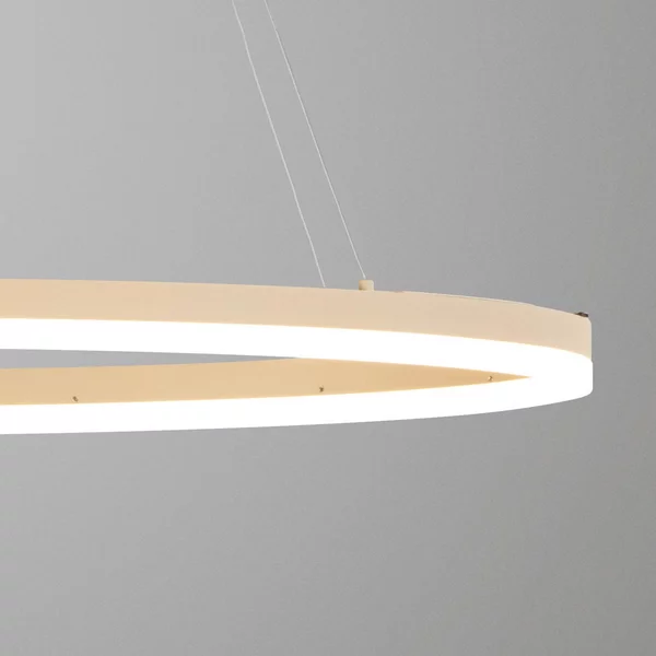 FISCHER & HONSEL Lampada LED a sospensione Silvio, lunghezza 100 cm, color sabbia, metallo, CCT dimmerabile, Crema / Ambra, Soggiorno / Sala da pranzo, Metallo, Moderno