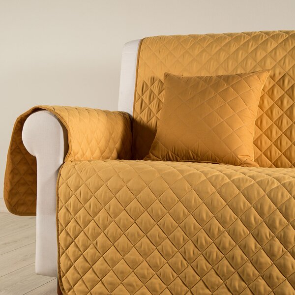 Copridivano In Microfibra Modern Salvadivano 2 Posti Modern Floreale Oro Caleffi