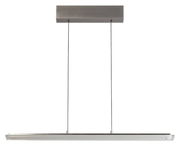 FISCHER & HONSEL Lampada LED a sospensione Torvi, lunghezza 135 cm, nichel/bianco, CCT dimmerabile, Alluminio / Grigio / Zincato, Soggiorno / Sala da pranzo, Metallo, Moderno