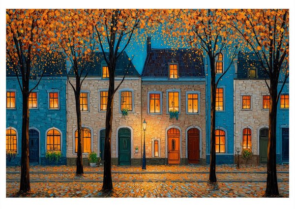Quadro su tela – Sera autunnale in strada