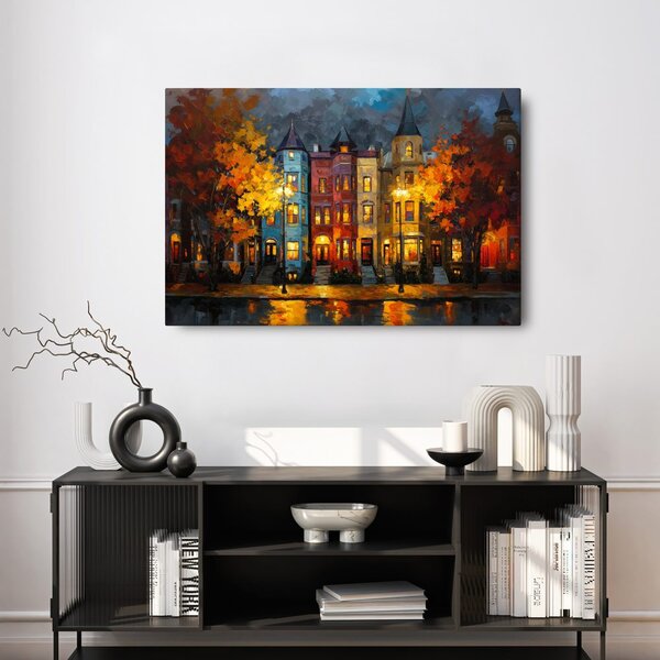 Quadro su tela – Strada autunnale con case