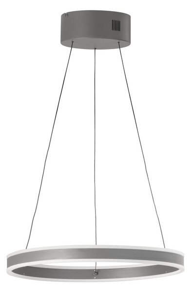 FISCHER & HONSEL Lampada LED a sospensione Silvio, Ø 50 cm, grigio sabbia, metallo, CCT, dimmerabile, Alluminio / Grigio / Zincato, Soggiorno / Sala da pranzo, Metallo, Moderno