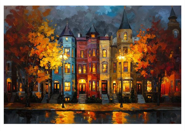 Quadro su tela – Strada autunnale con case