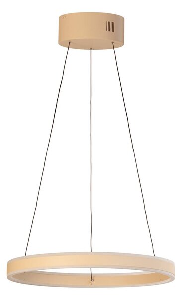 FISCHER & HONSEL Lampada LED a sospensione Silvio, Ø 50 cm, color sabbia, metallo, CCT, dimmerabile, Crema / Ambra, Soggiorno / Sala da pranzo, Metallo, Moderno