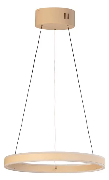 FISCHER & HONSEL Lampada LED a sospensione Silvio, Ø 50 cm, color sabbia, metallo, CCT, dimmerabile, Crema / Ambra, Soggiorno / Sala da pranzo, Metallo, Moderno