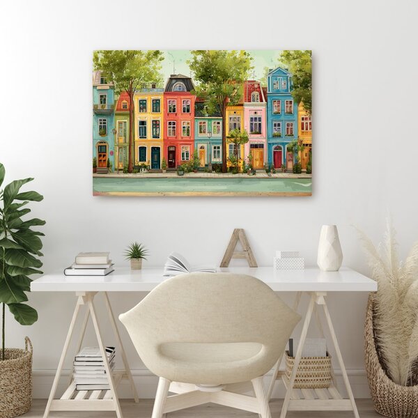 Quadro su tela – Case colorate con viale