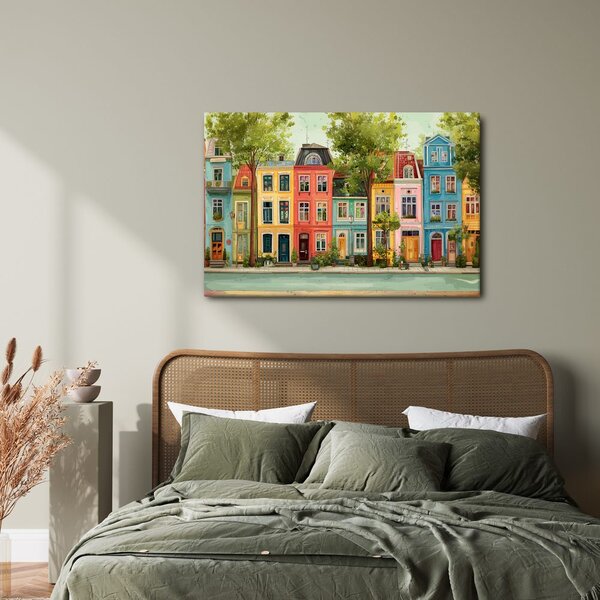 Quadro su tela – Case colorate con viale