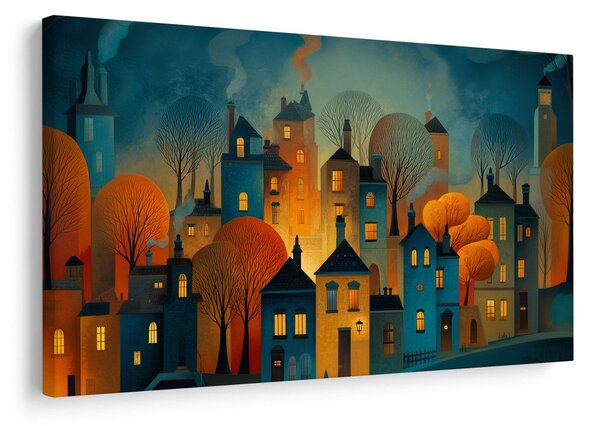 Quadro su tela – Incantevole villaggio invernale