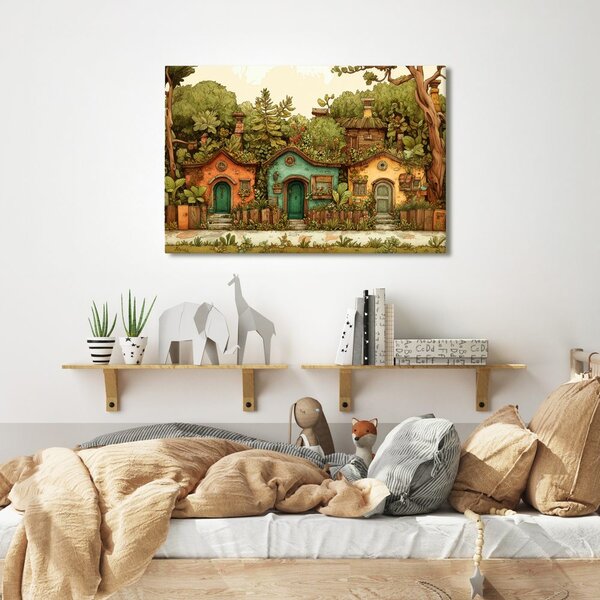 Quadro su tela – Casette fiabesche nel giardino