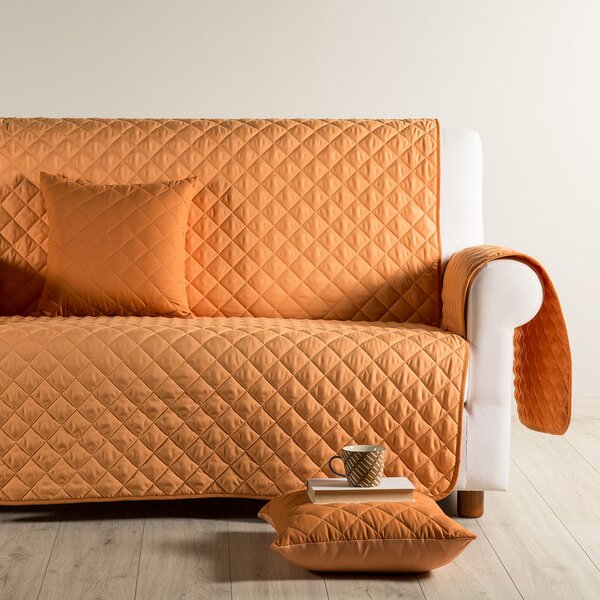 Copridivano In Microfibra Modern Salvadivano 1 Posti Modern Floreale Arancio Caleffi