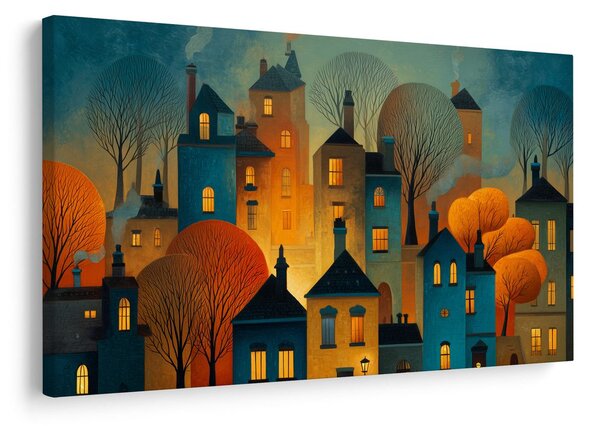 Quadro su tela – Fiaba invernale della città notturna