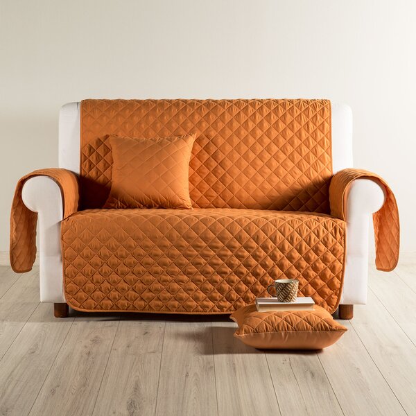 Copridivano In Microfibra Modern Salvadivano 1 Posti Modern Floreale Arancio Caleffi
