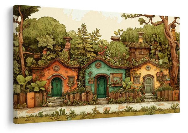 Quadro su tela – Casette fiabesche nel giardino