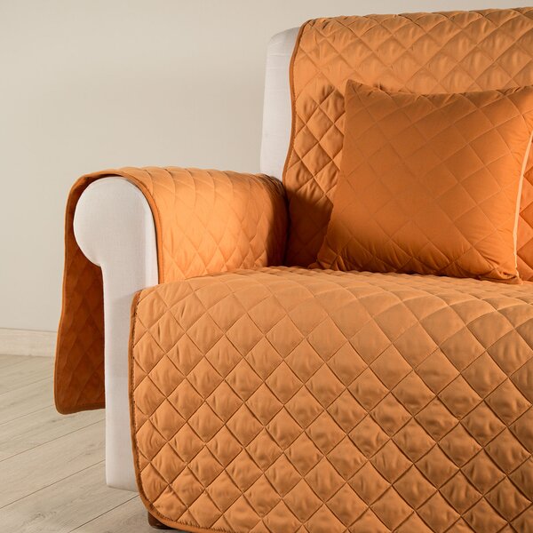 Copridivano In Microfibra Modern Salvadivano 1 Posti Modern Floreale Arancio Caleffi