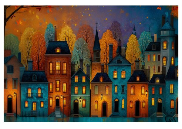 Quadro su tela – Sera autunnale in città