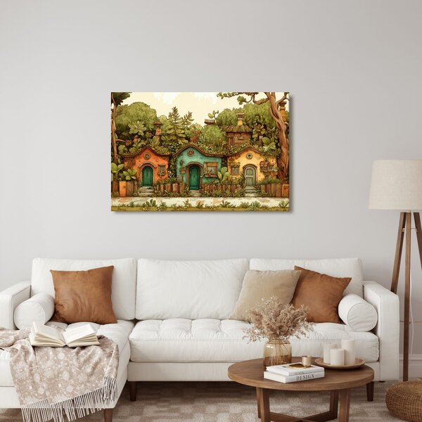 Quadro su tela – Casette fiabesche nel giardino