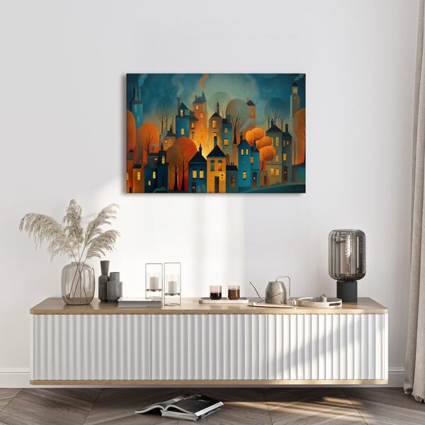 Quadro su tela – Incantevole villaggio invernale
