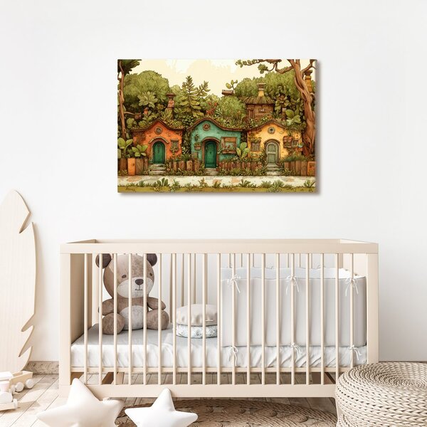 Quadro su tela – Casette fiabesche nel giardino