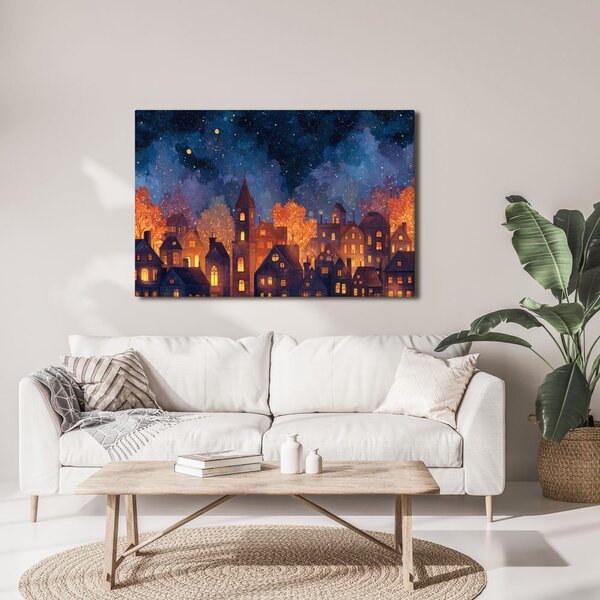 Quadro su tela – Magia del villaggio natalizio