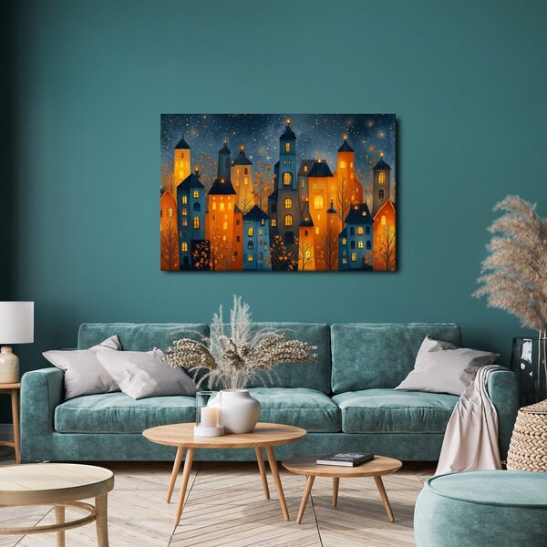 Quadro su tela – Città natalizia di notte