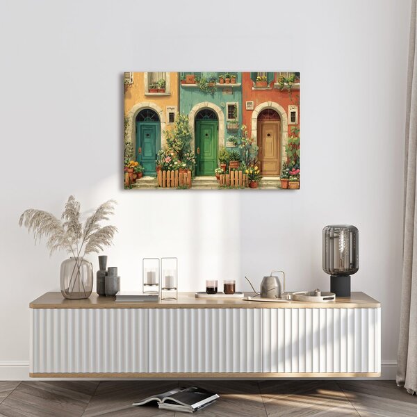 Quadro su tela – Vicolo pittoresco con fiori