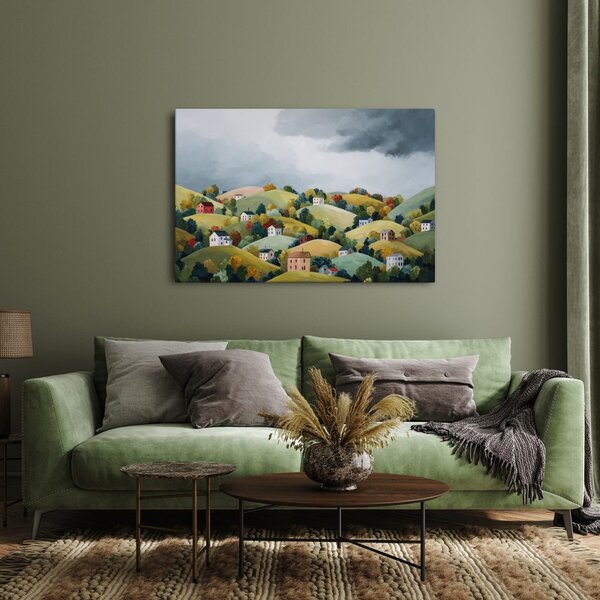Quadro su tela – Paesaggio autunnale con casette