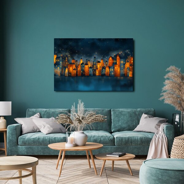 Quadro su tela – Città notturna natalizia