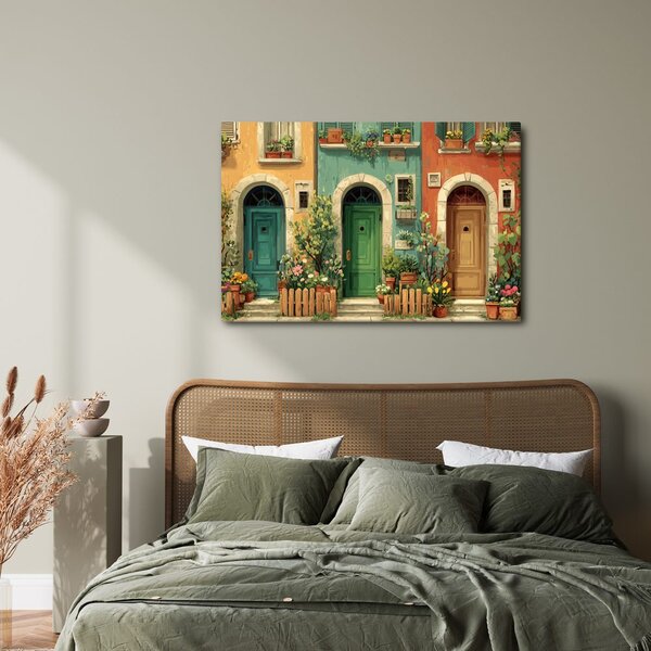 Quadro su tela – Vicolo pittoresco con fiori